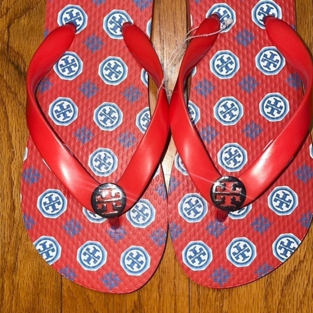 NWOT Tory Burch Classic T Zig Zag Chevron Preppy Herringbone Thong Flip Flop …